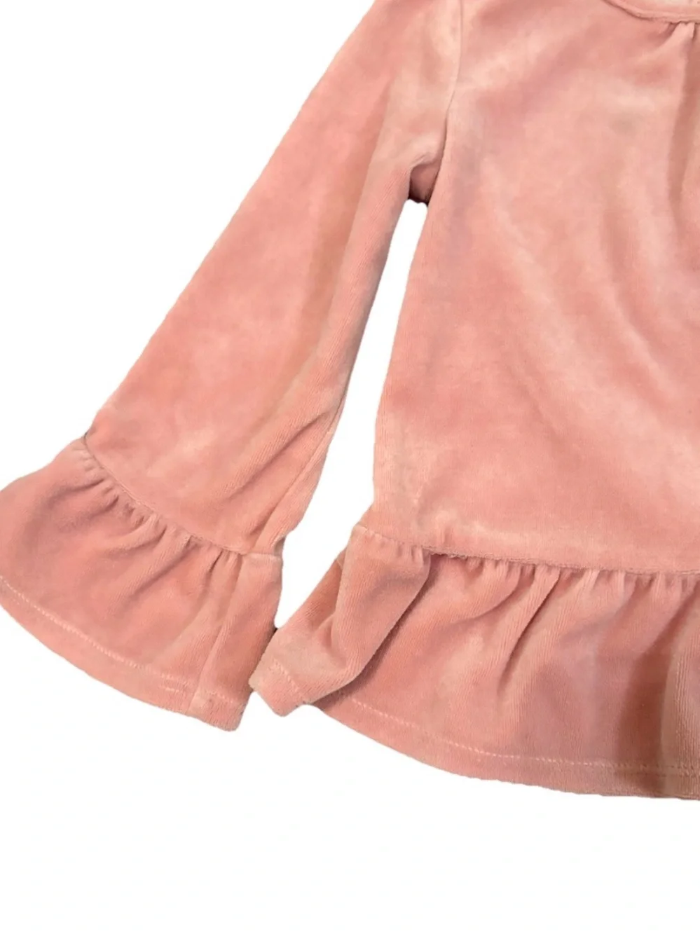 OshKosh B’gosh Pink Crushed Velvet Peplum Top Gold Bow 3T
